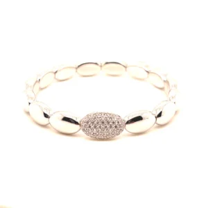 Stretchy white gold bangle with diamonds