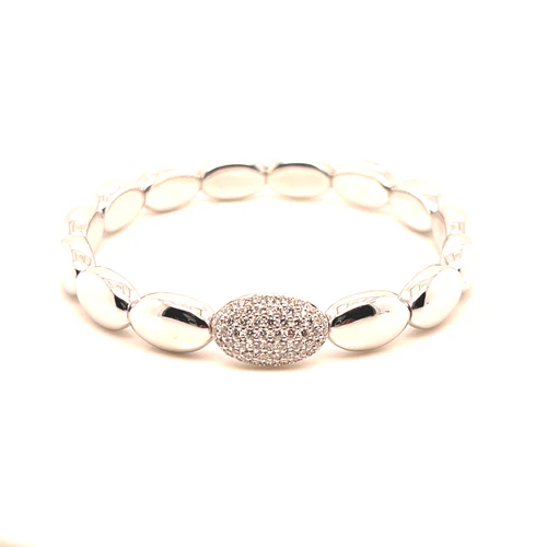 Stretchy white gold bangle with diamonds